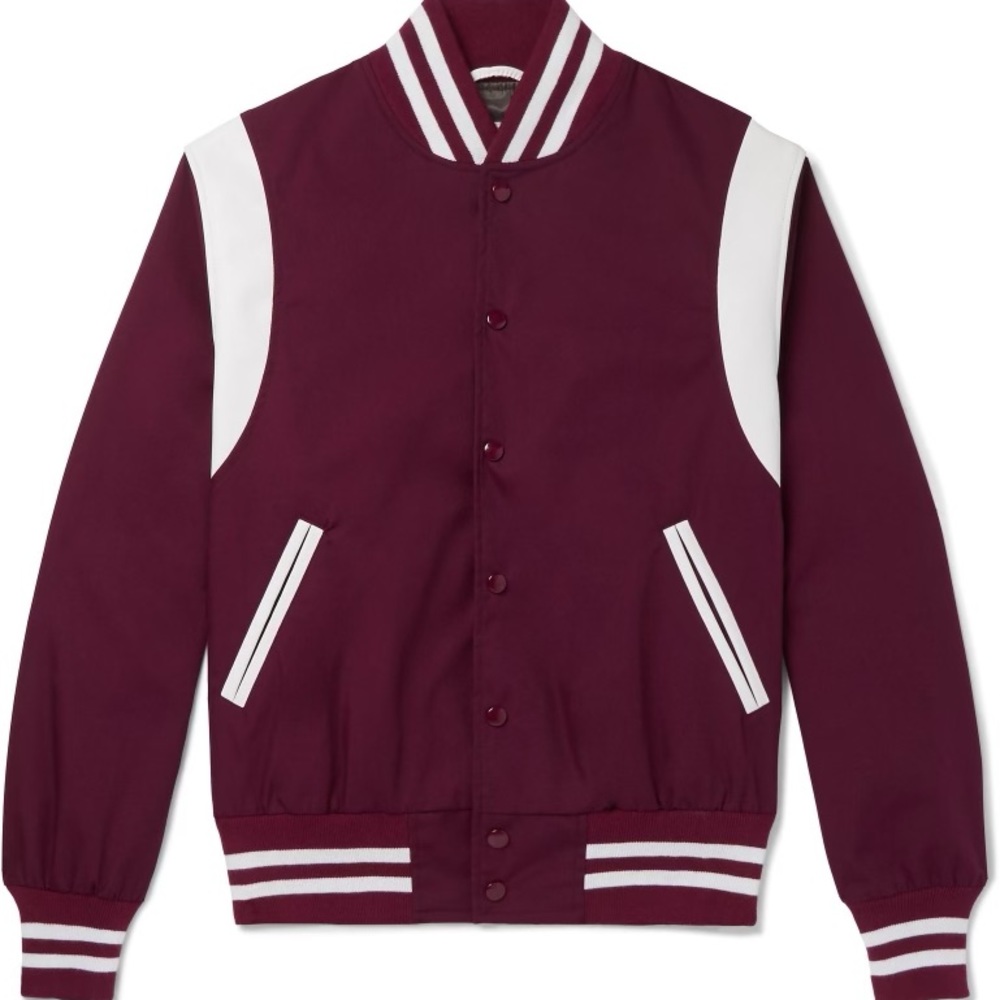 Golden Bear Leather-Paneled Poplin Bomber Jacket